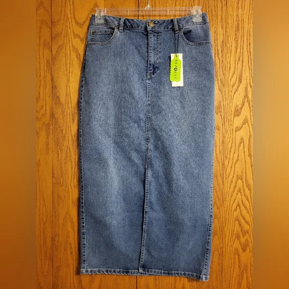 NWT Rachel Zoe Denim High Rise Maxi Skirt Size 8 - Picture 1 of 9